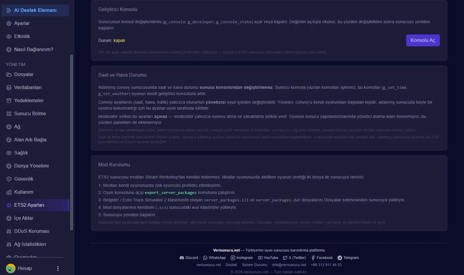 Euro Truck Simulator 2 paneli — Konsol ve Mod Kurulumu