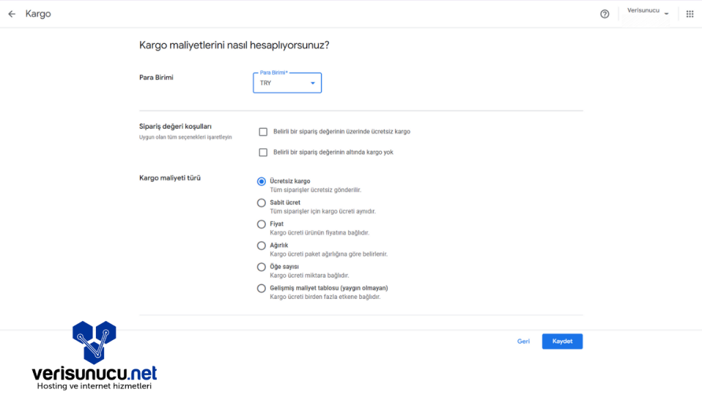 Google Merchant Center Kargo Maliyetleri