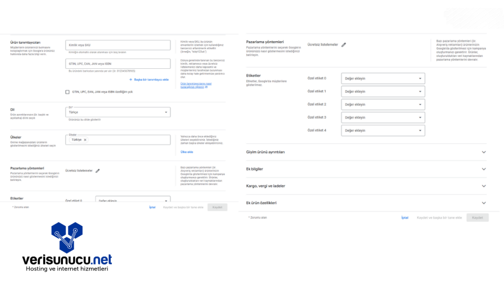 Google Merchant Center Tekli Ürün
