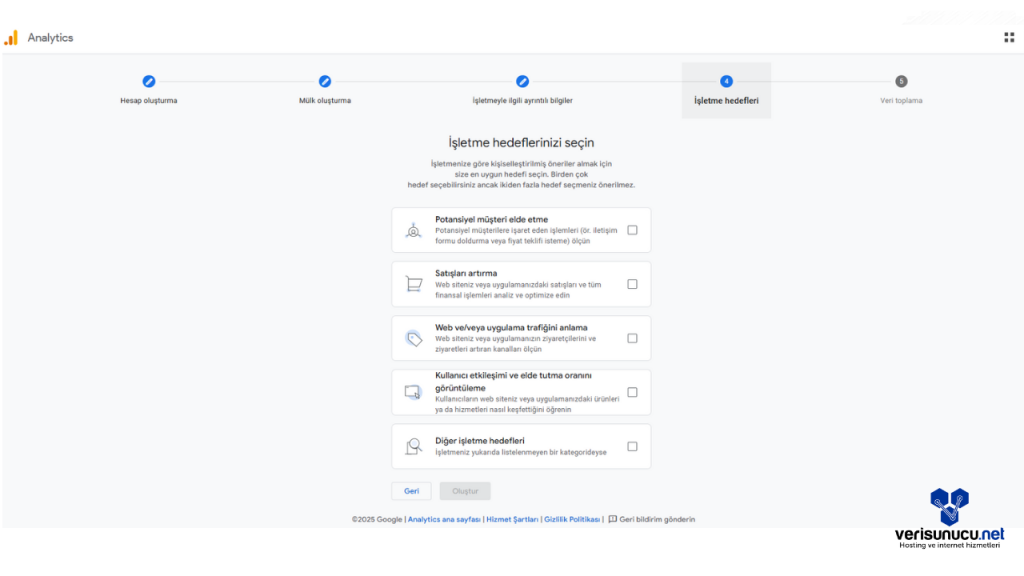 Google Analytics İşletme Hedefi