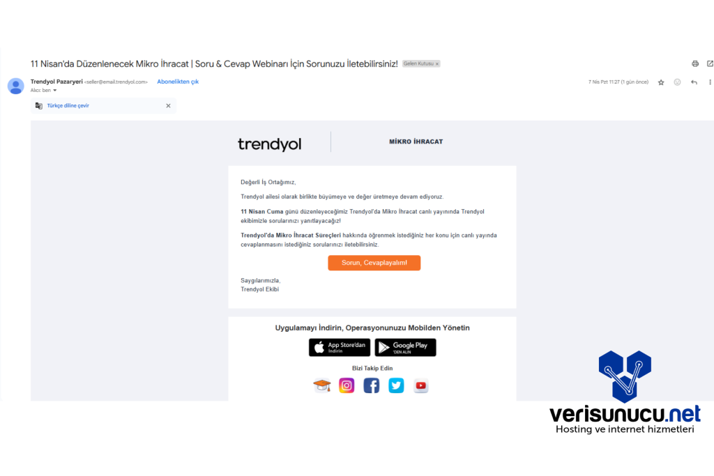 Trendyoldan Gelen Mail
