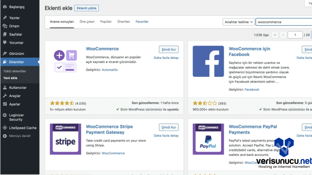 Woocommerce Eklentisini Ekleme
