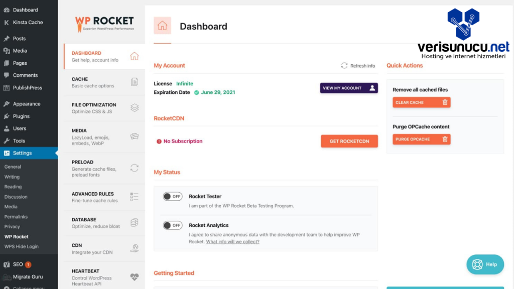 Wp-Rocket Kontrol Paneli