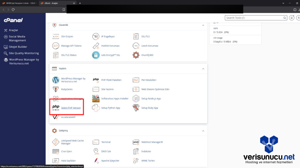 cPanel Anasayfa