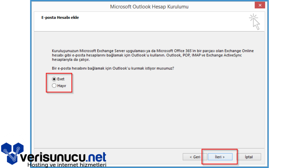 Outlook E-posta Hesabı Ekleme
