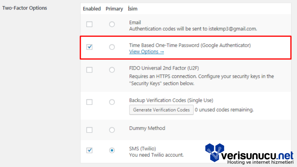 Google Authenticator Aktif Etme