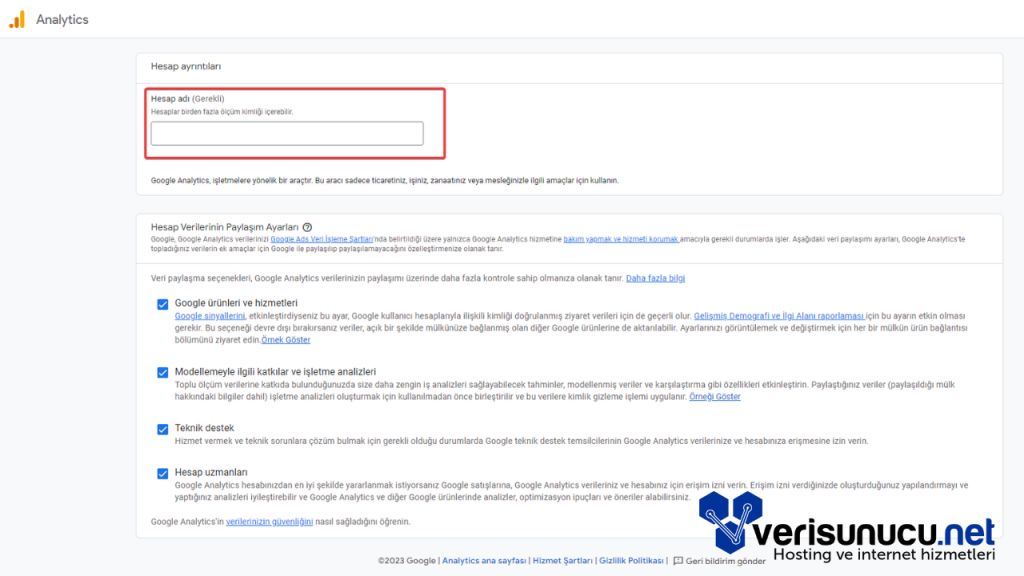 Google Analytics Hesap Adı