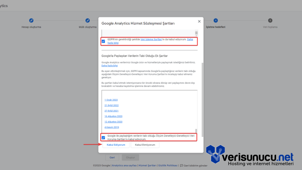Google Analytics Hizmet Sözleşmesi
