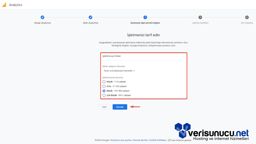 Google Analytics İşletme Ayrıntıları