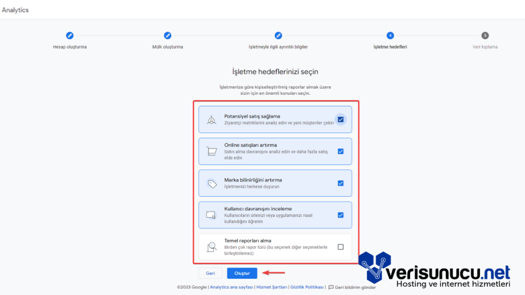 Google Analytics İşletme Hedefleri