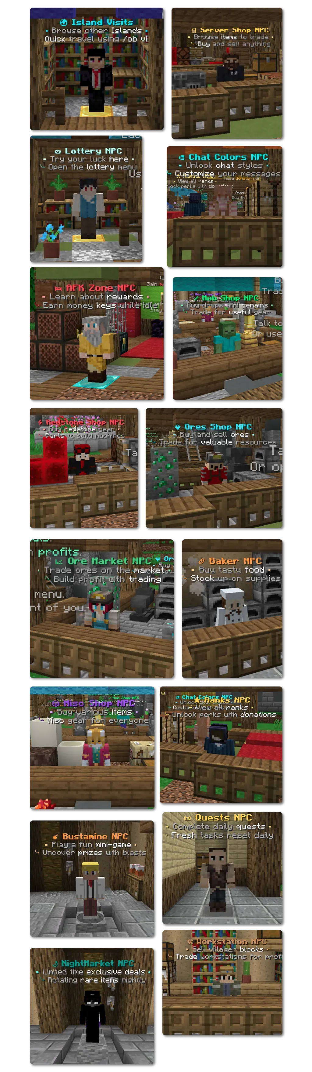 Spawn alanındaki görevli NPC'lerin toplu görünümü