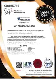 Verisunucu.net ISO/IEC 20000-1 BT Hizmet Yönetimi belgesi