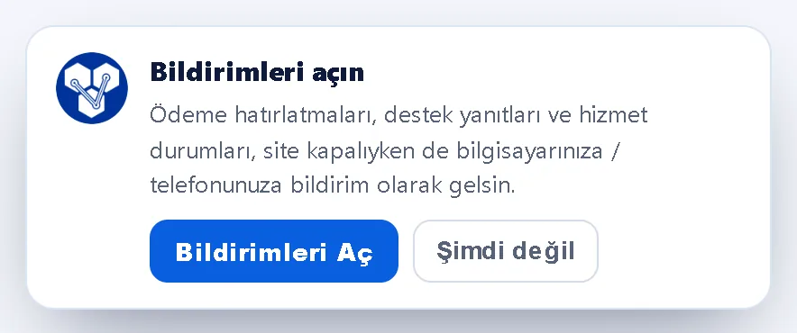 Tarayıcı bildirimleri: site kapalıyken de haberiniz olsun – Müşteri Paneli ekran görüntüsü