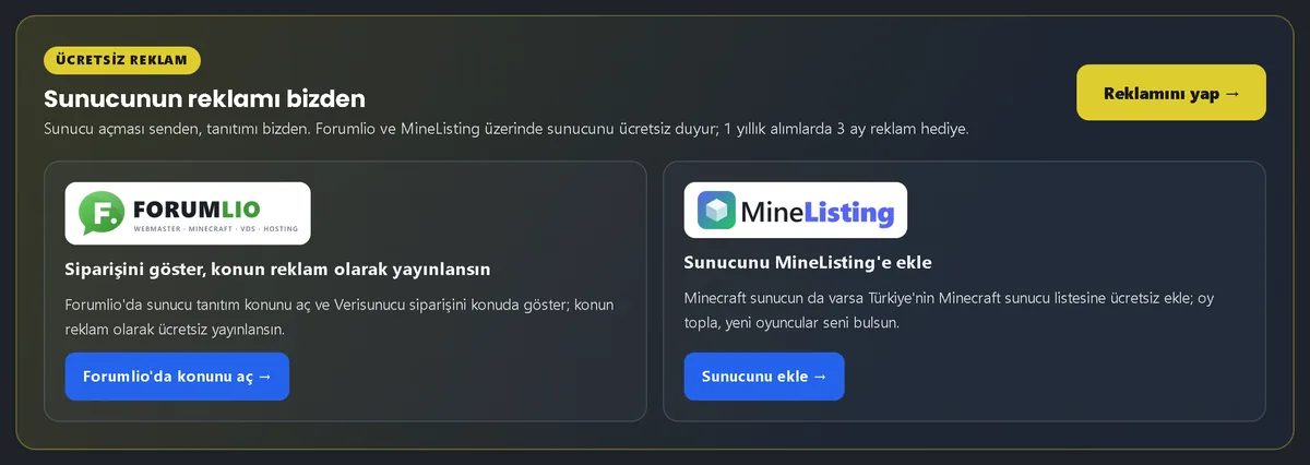Sunucunuzun reklamı bizden – ekran görüntüsü